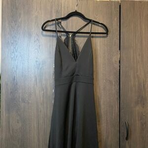 Womens Black High Low Lace Back V-Neck Cocktail Dress Size L charlotte russe